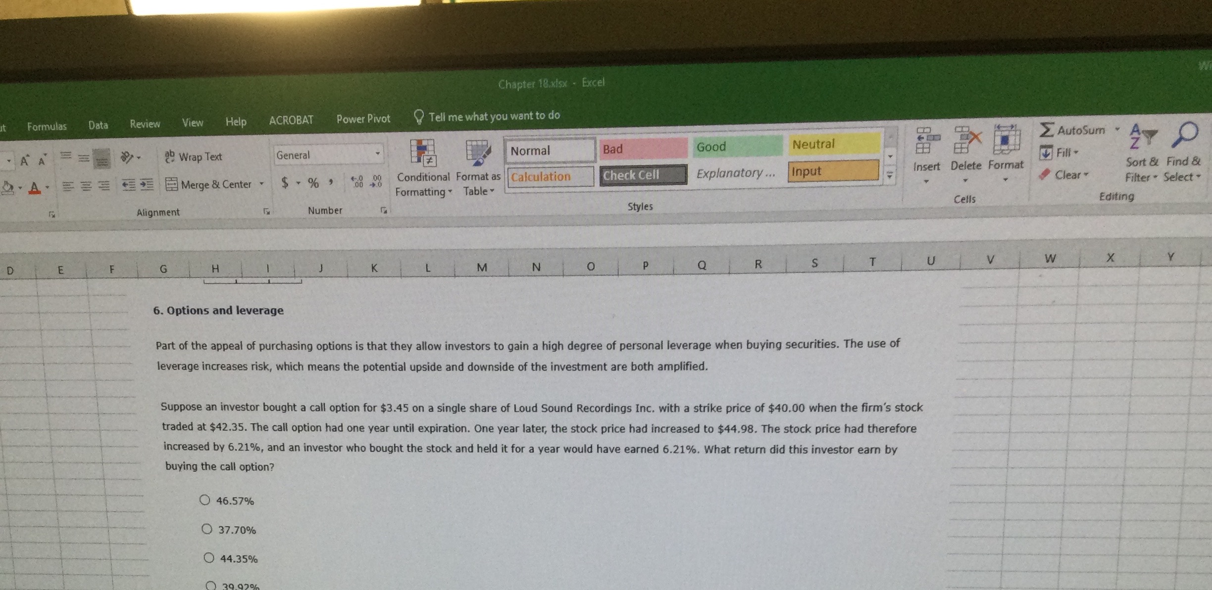 question? I am not finding an example to learn from. Chapter 18.xisx