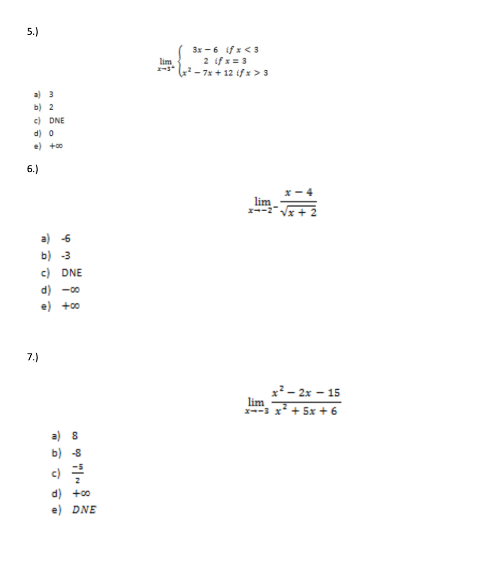 2.) Consider the graph for the function 90:) given above. Determine where