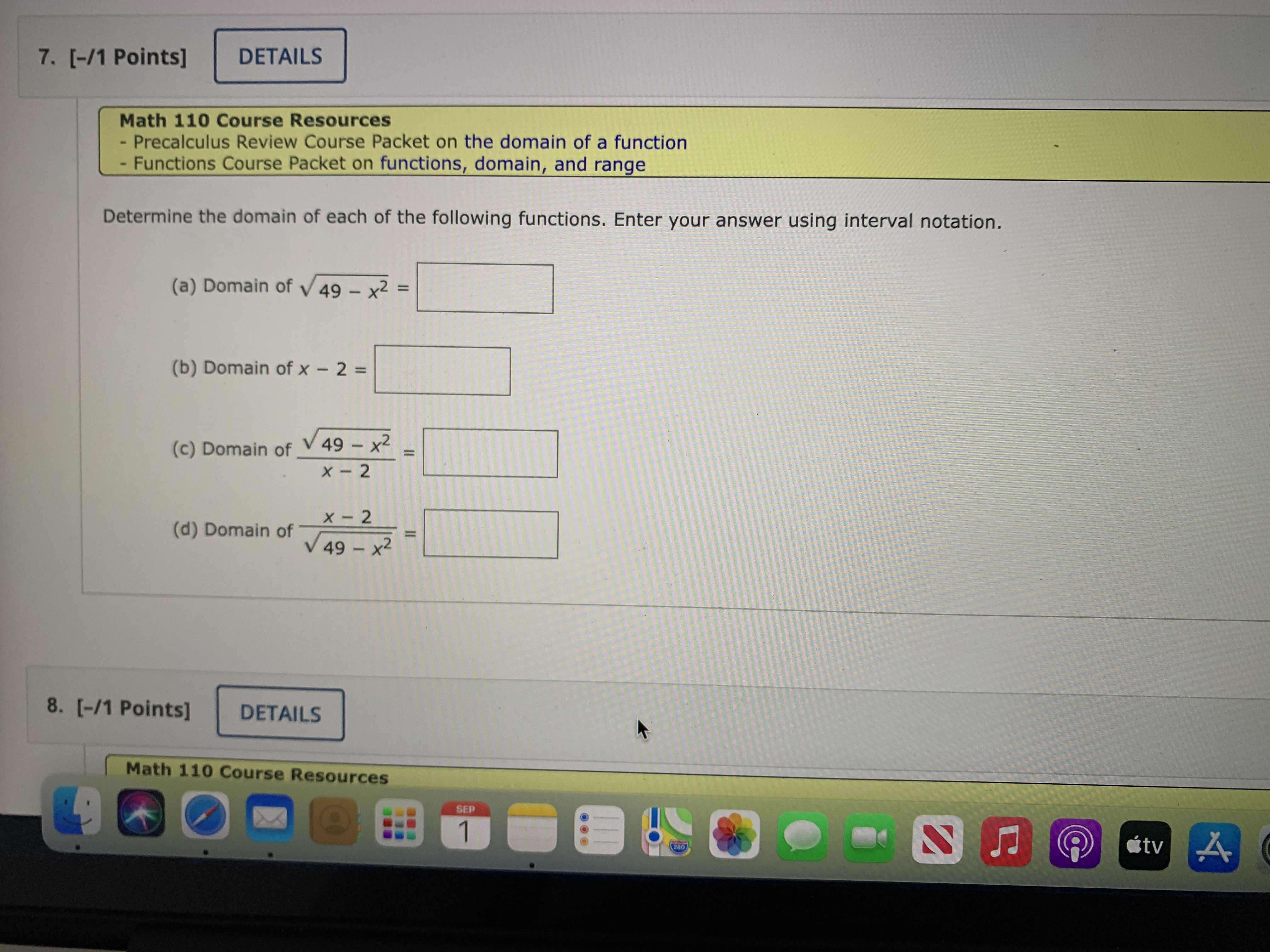 Course Packet on the domain of a function - Functions Course Packet