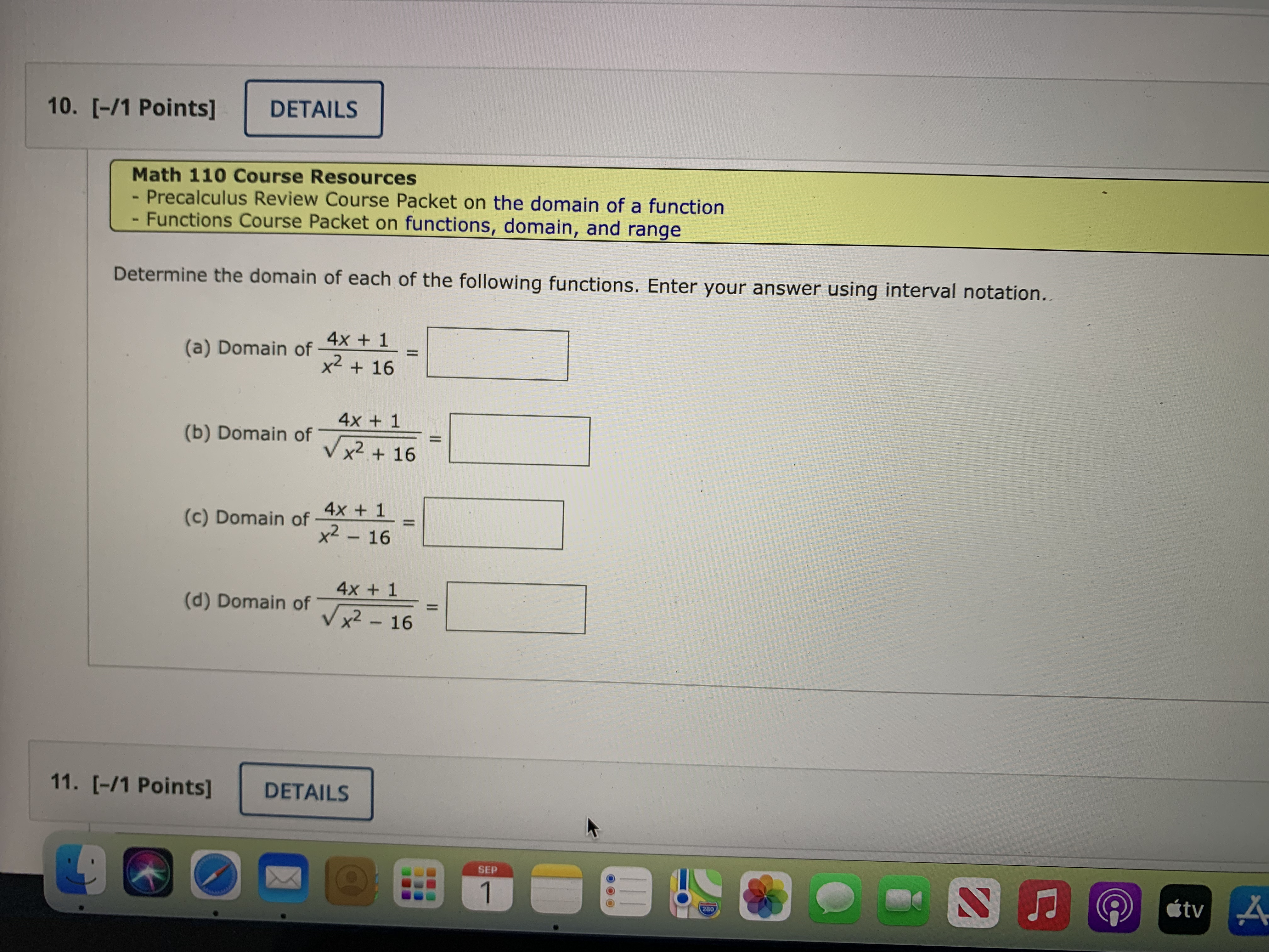 - 1 = (b) Domain of 8X - 1 6x - 8