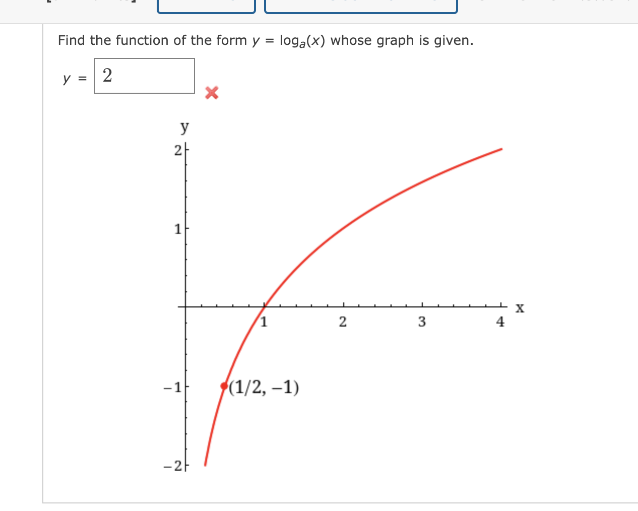  Find the function of the form y = loga(x) whose graph