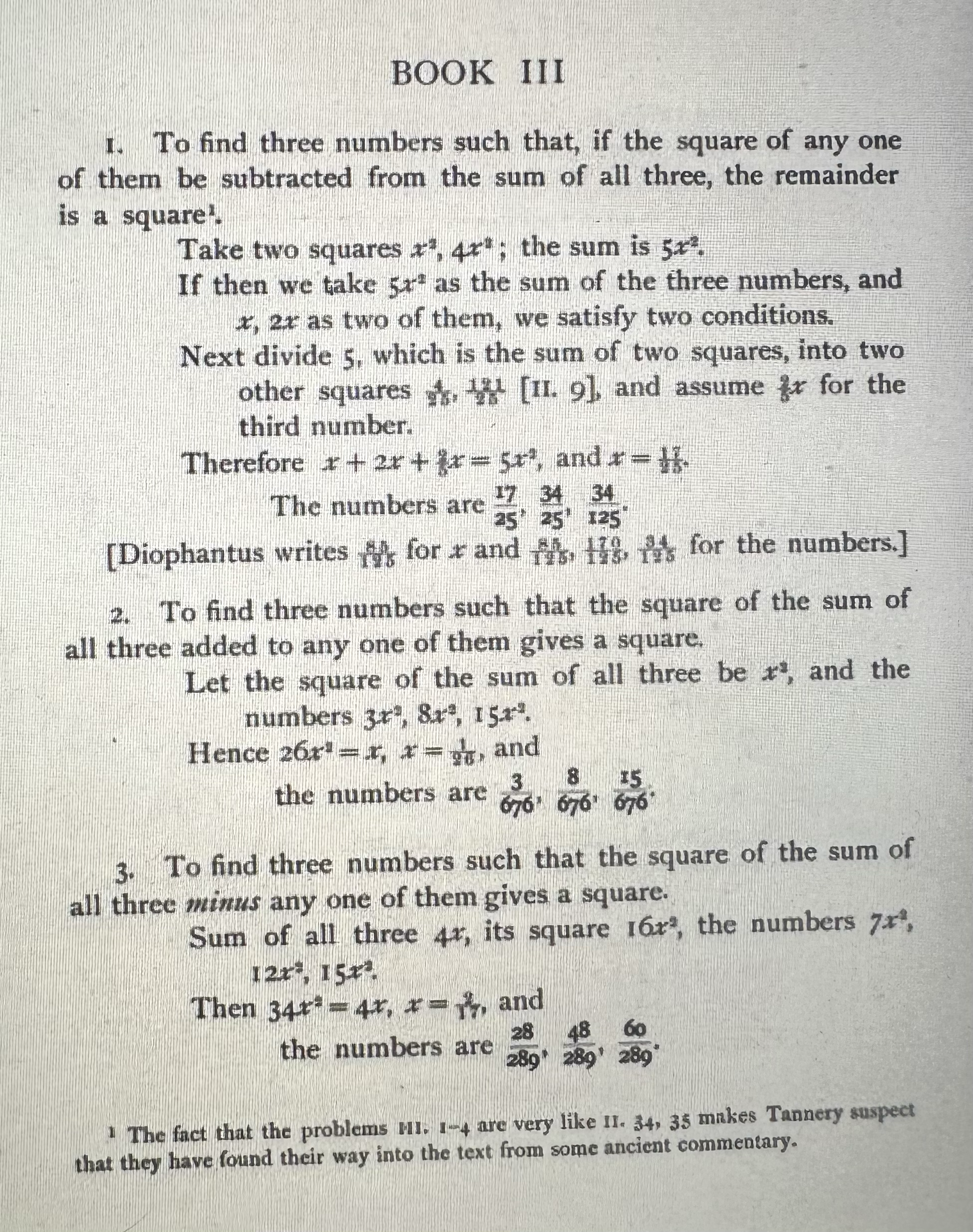 for Diophantus's choice of expression, . Give a second solution, distinct from