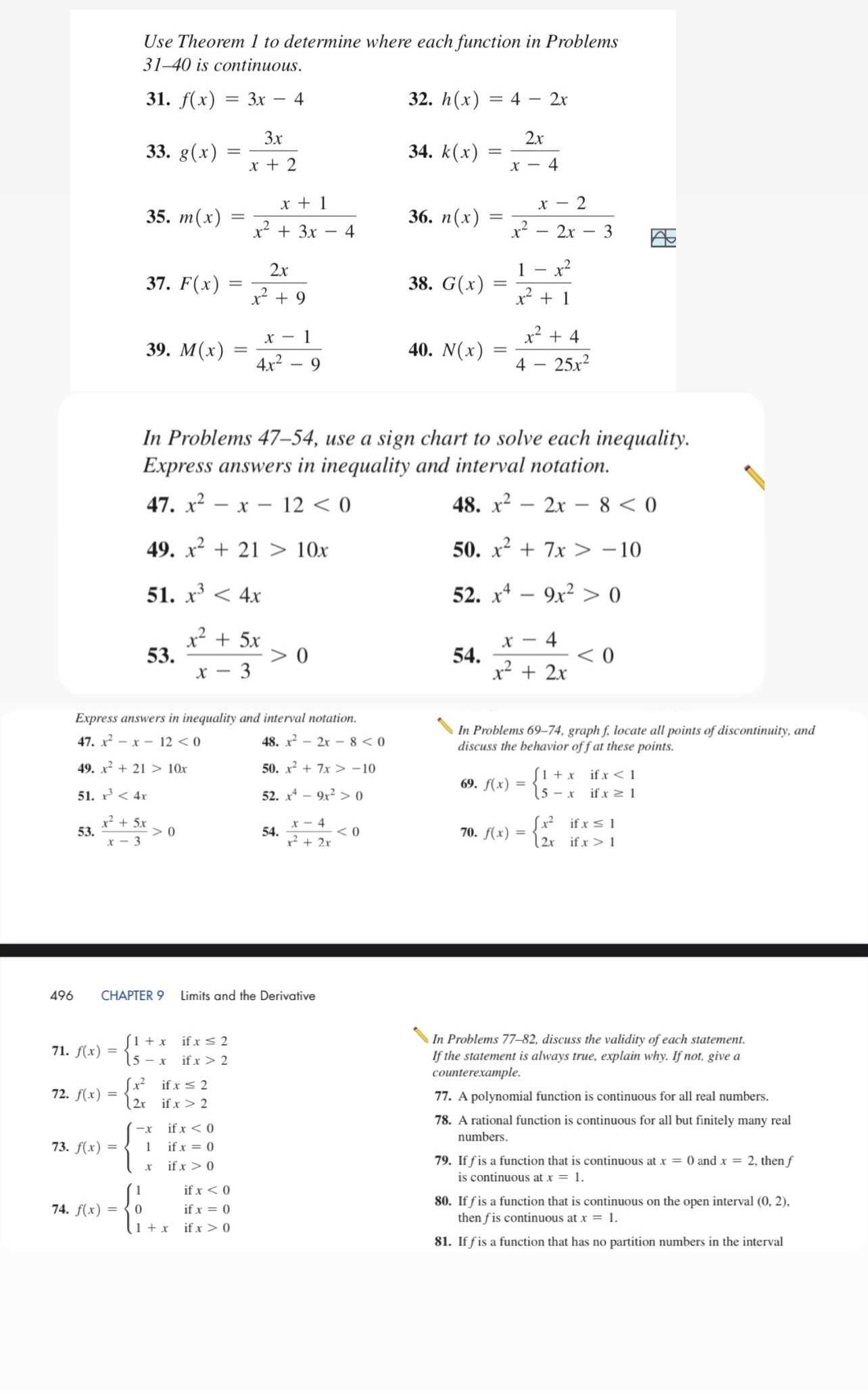 "EXCEPT" question 77-81 Use Theorem 1 to determine where each function in