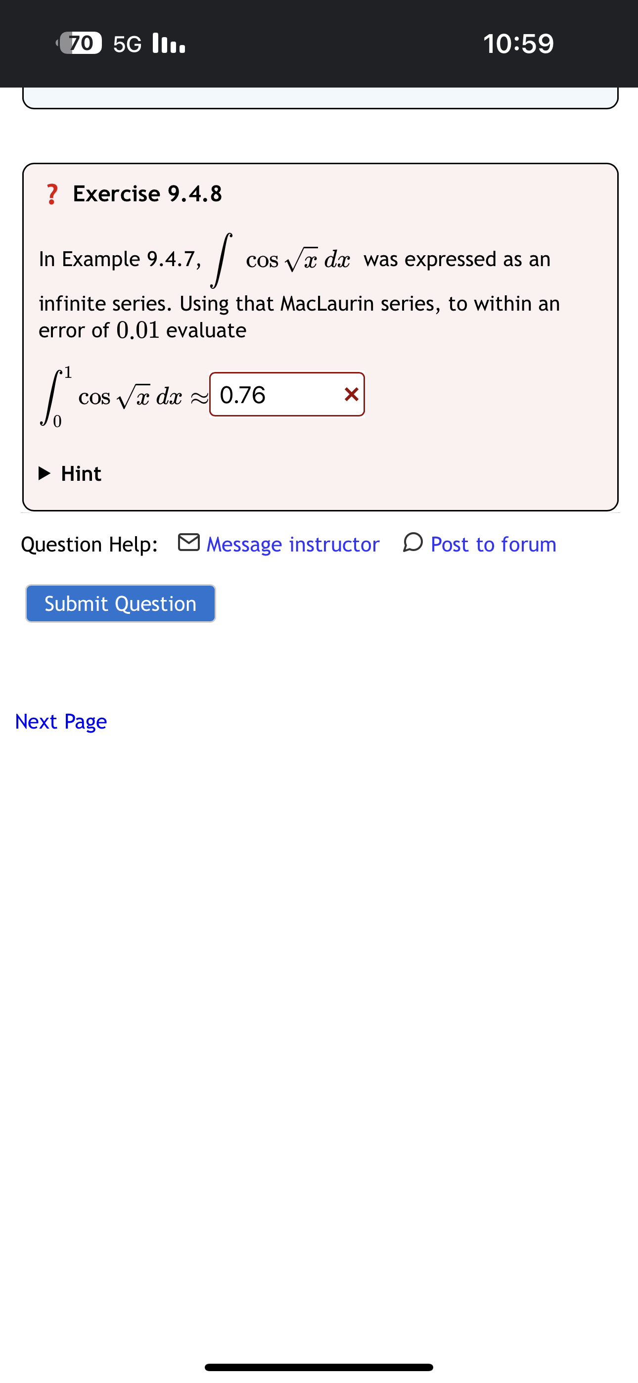  7 Exercise 9.4. 8 In Example 9.4.7, / cos dcc was