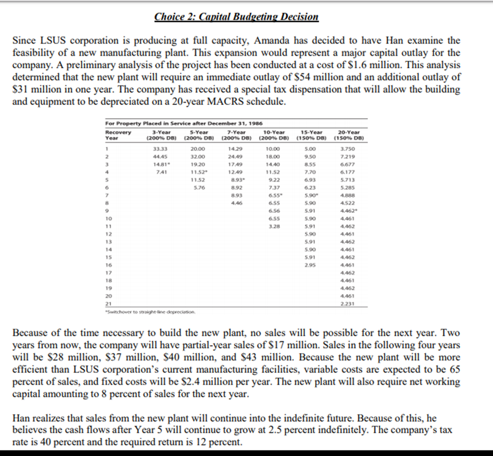EI'Z'E'EEE' 2.. Since LSUS corporation is producing at full capacity, Amanda