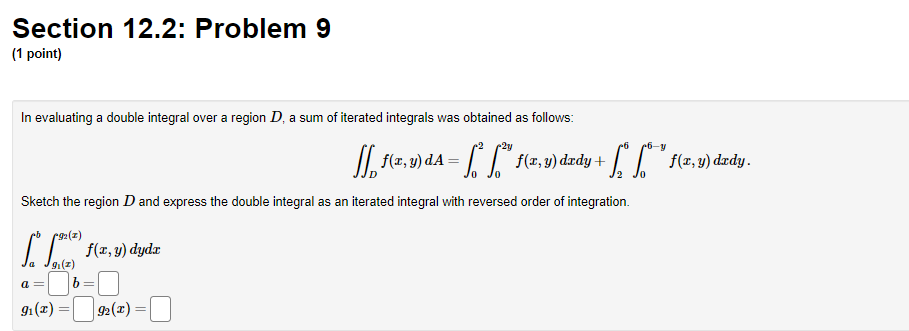 continuous function on R. Find the limits of integration for the y