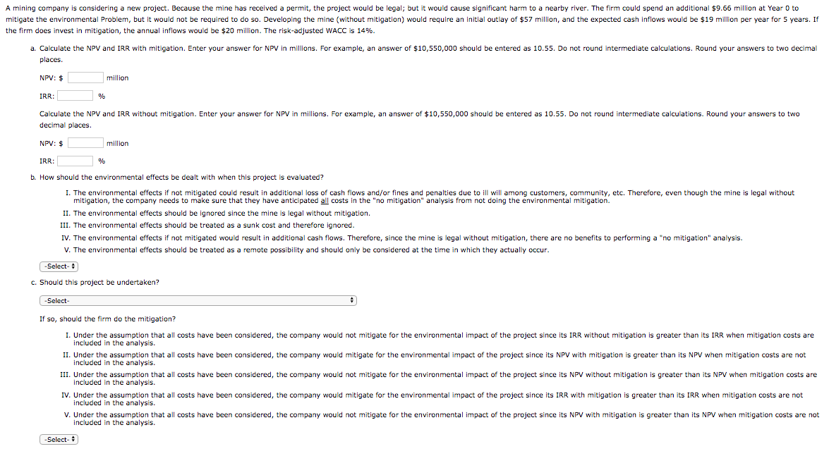  please help me with this problem A mining company is considering