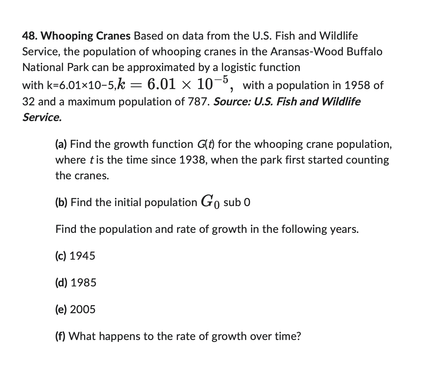  48. Whooping Cranes Based on data from the US. Fish and