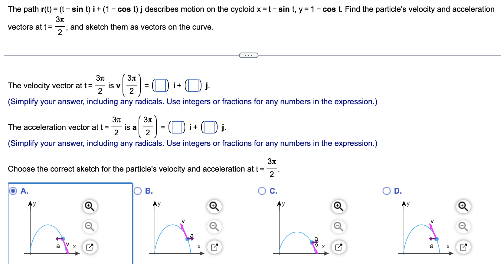  The path r(t) = (t- sin t) i + (1 cos