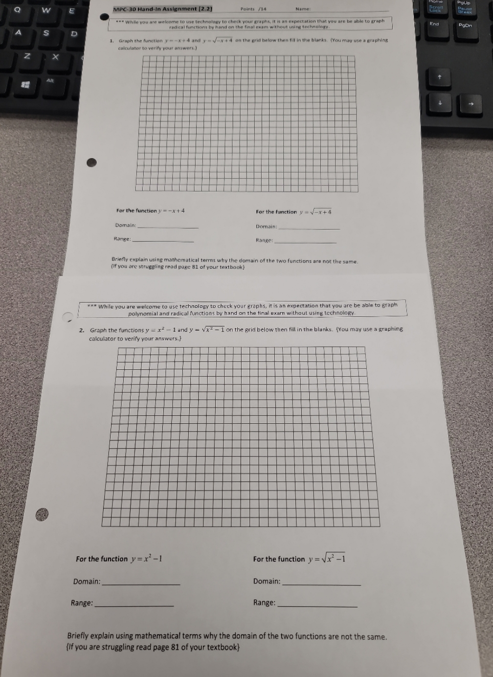  Pre calculus 30 chapter 2.2 29Up MPC-30 Hand-In Assignment [2.2] Points