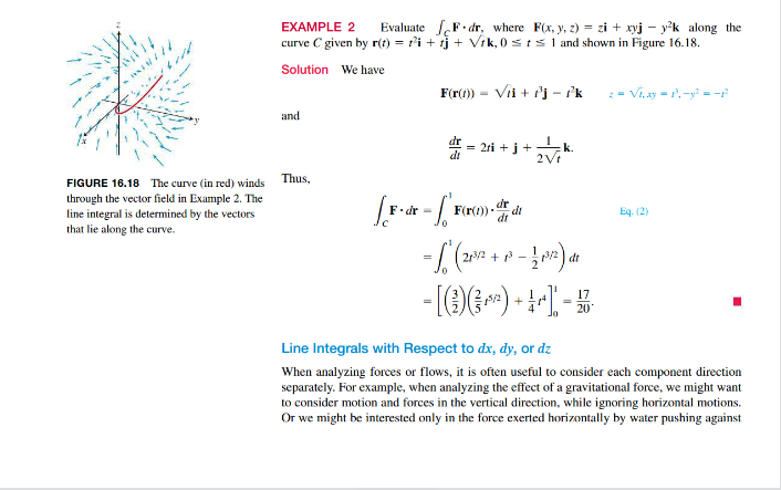 defined along a smooth curve ( parametrization the line integral of F
