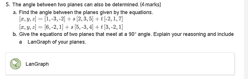  5. The angle between two planes can also be determined. (4