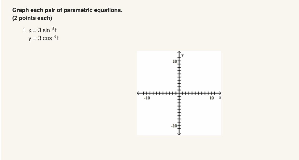 = t +5, -2sts3 10 -10 10 X4. X = 2t -