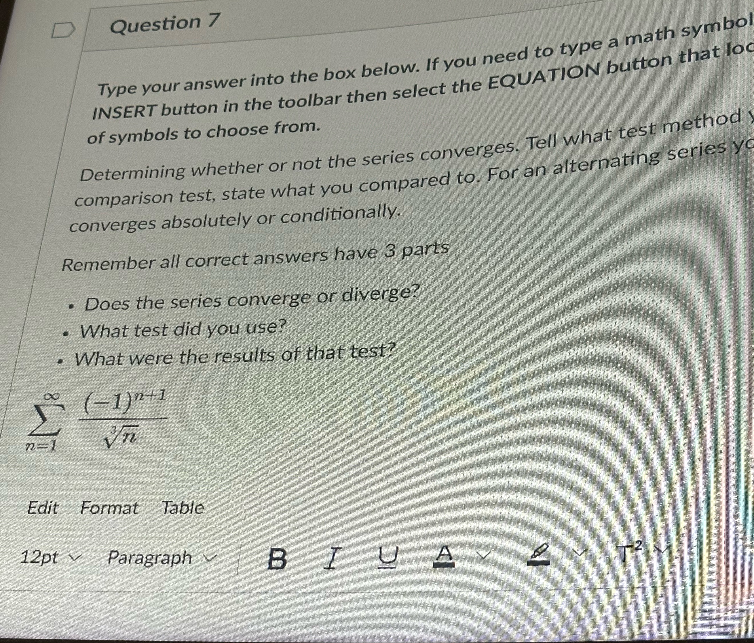 you need to type a math symbol INSERT button in the toolbar