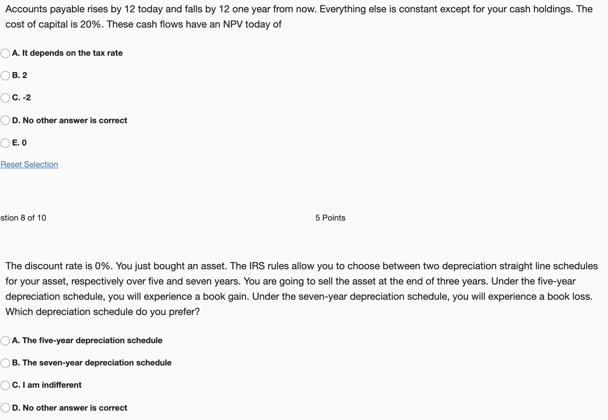 project's expected return is lower than the market's return O D. The