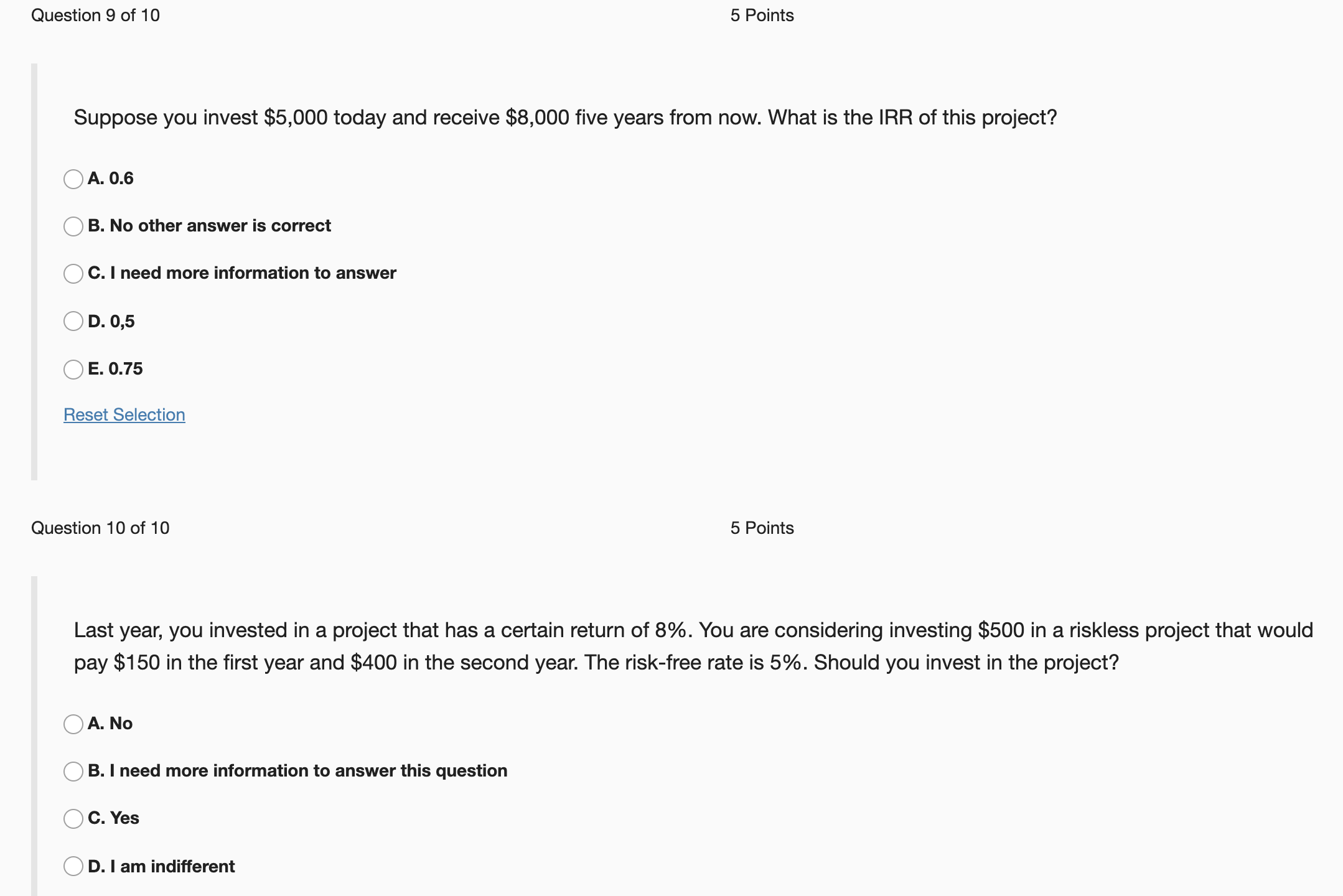 project creates value relative to the best alternative opportunity with the same