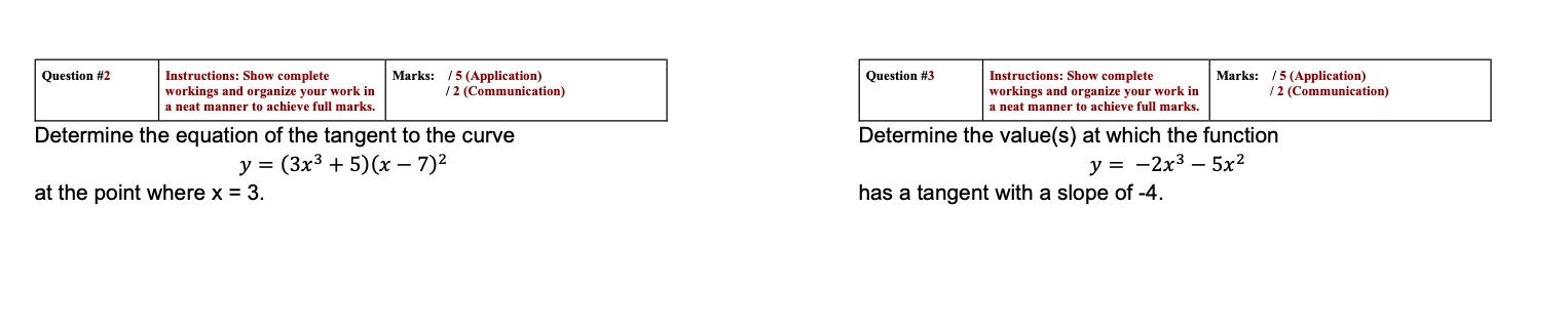 Marks: /5 (Application) Question #3 Instructions: Show complete Marks: /5 (Application) workings