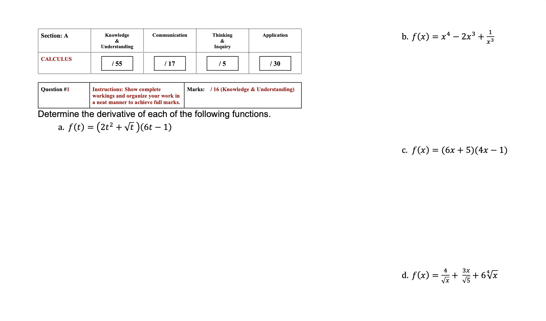 manner to achieve full marks. Determine the equation of the tangent to