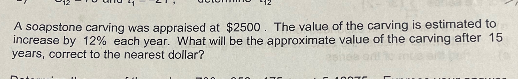  Step by step solution 12 A soapstone carving was appraised at