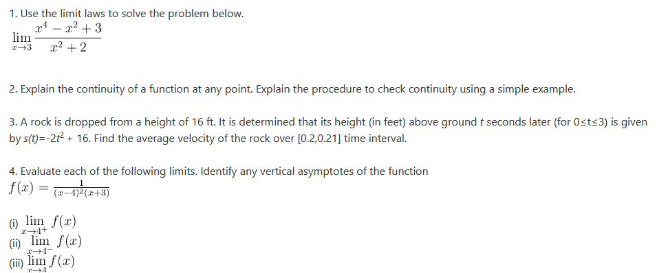 continuity of a function at any point. Explain the procedure to check