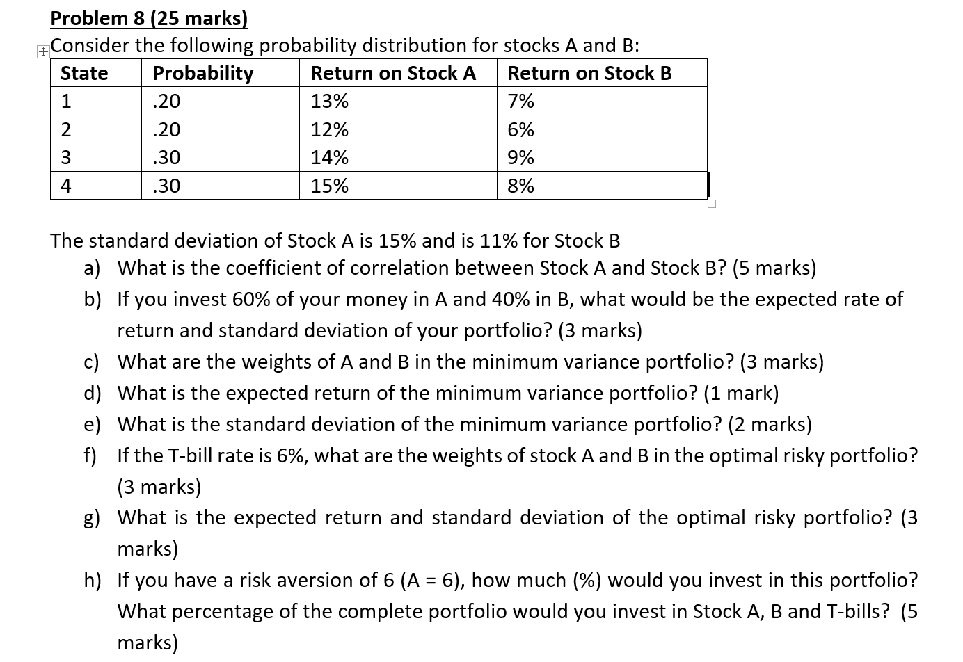 and B: State 1 2 3 4 Probability .20 .20 .30 .30