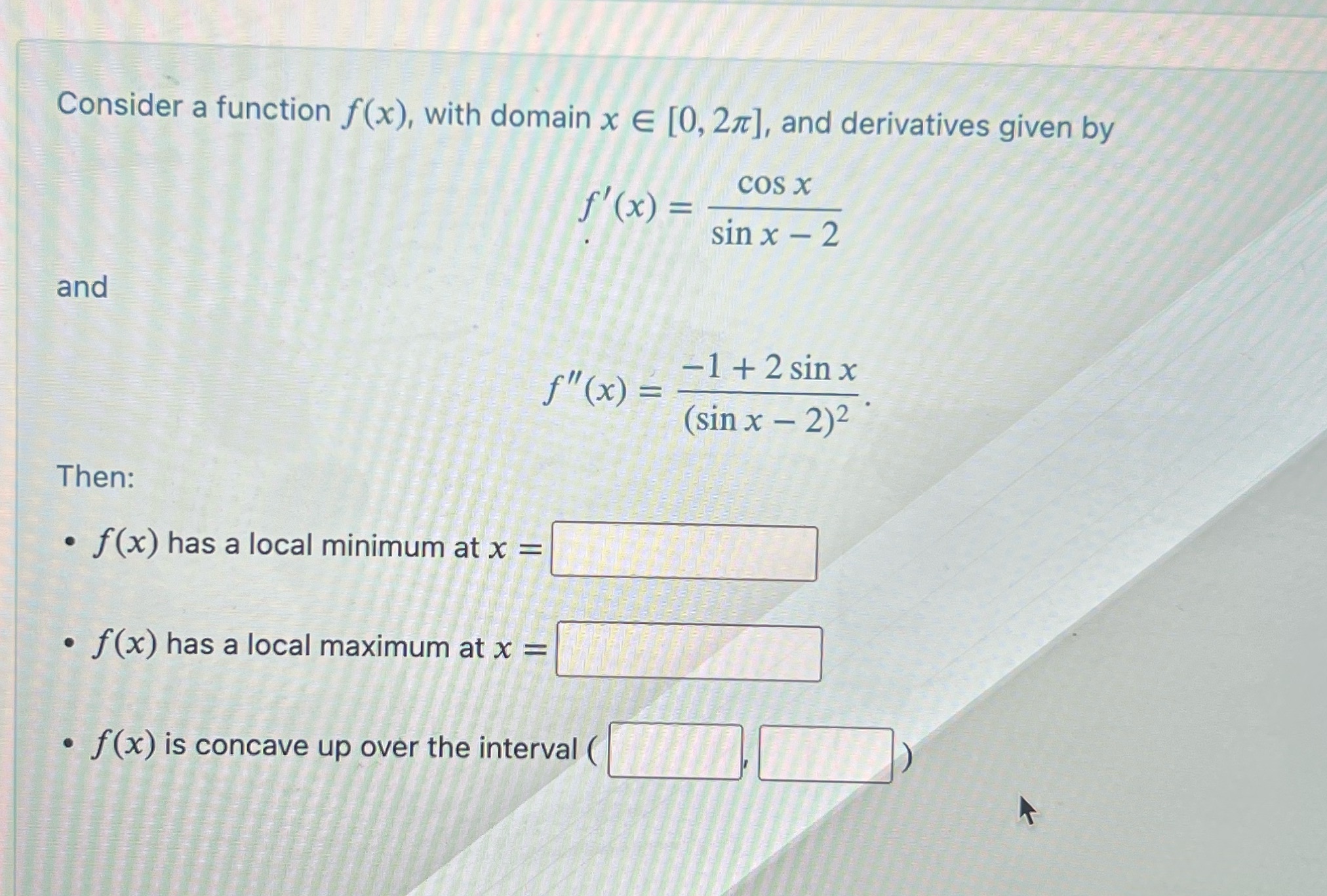  Consider a function f(x), with domain x E [0, 27], and