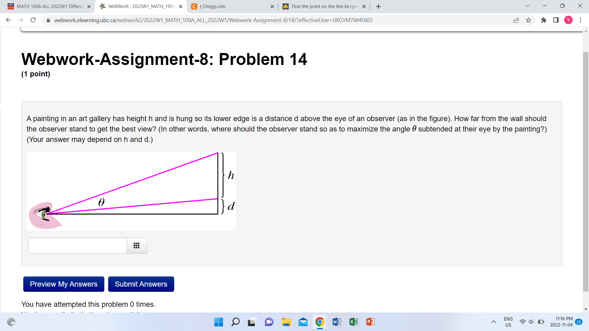 | Chegg.com X Find the point on the line 6x+y= x +