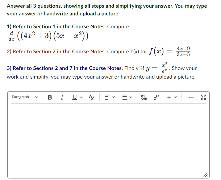  Answer all 3 questions, showing all steps and simplifying your answer.