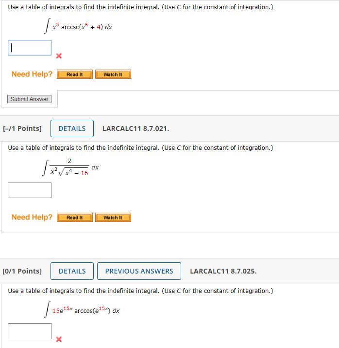 Use a table of integrals to find the indefinite integral. (Use C