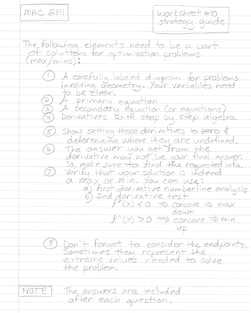 ) : 1) A carefully labeled diagram for problems involving geometry. Your