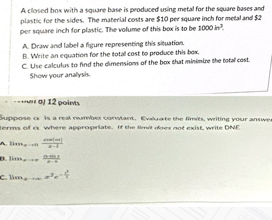 for the square bases and plastic for the sides. The material costs