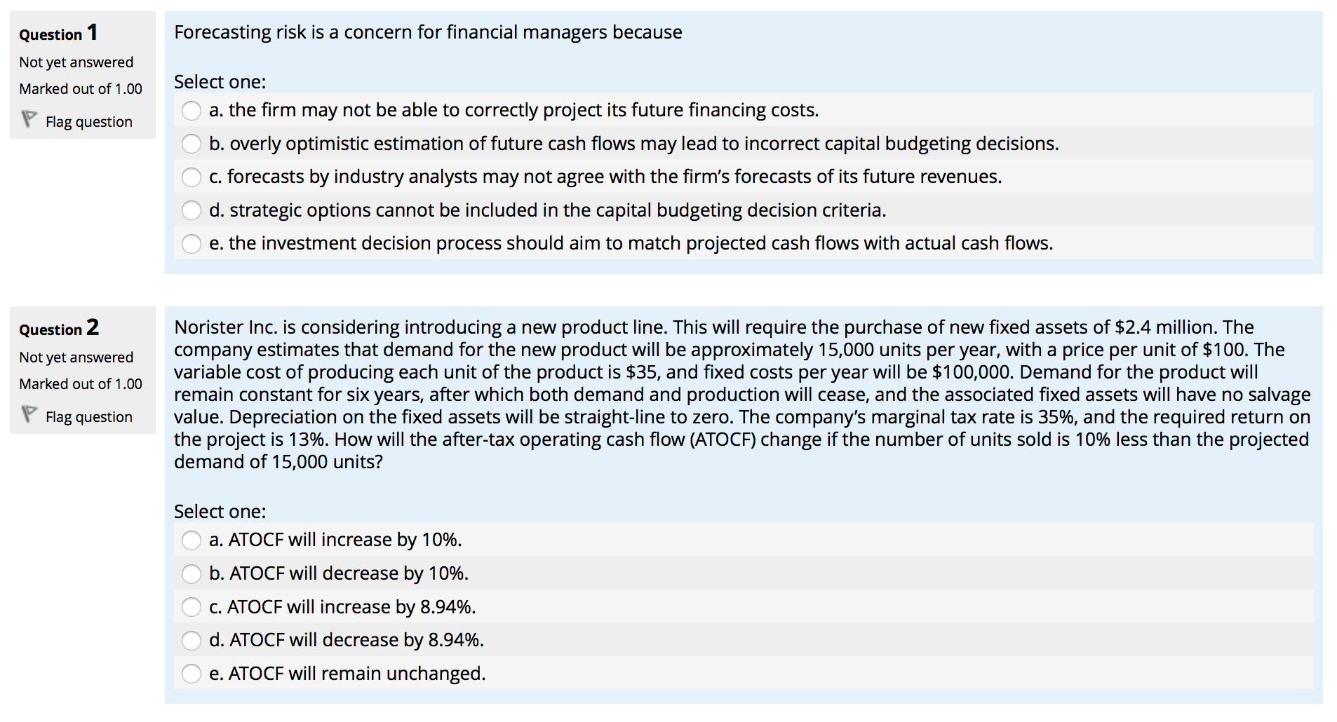 and xed costs per year will be $100,000. Demand for the product