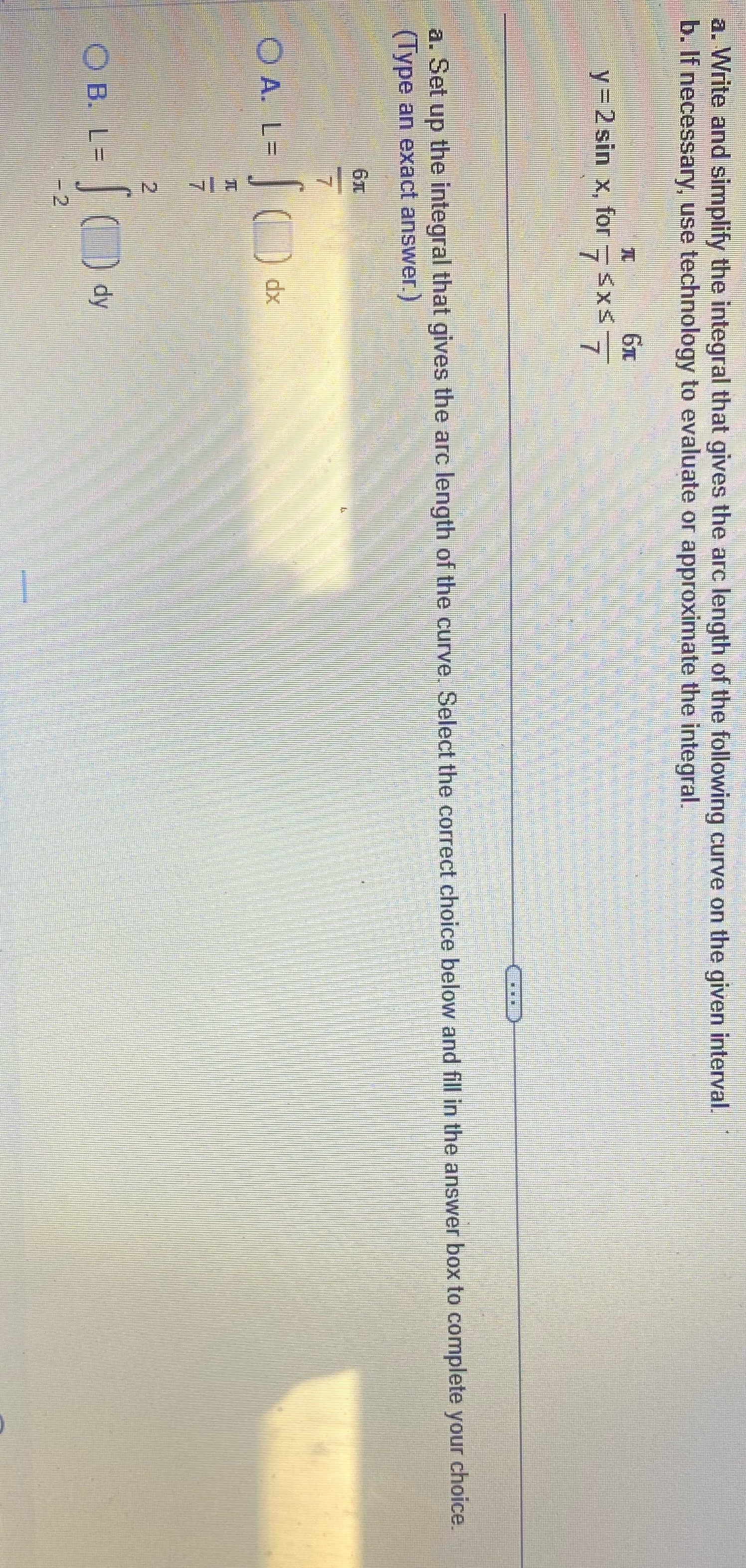 a. Write and simplify the integral that gives the arc length