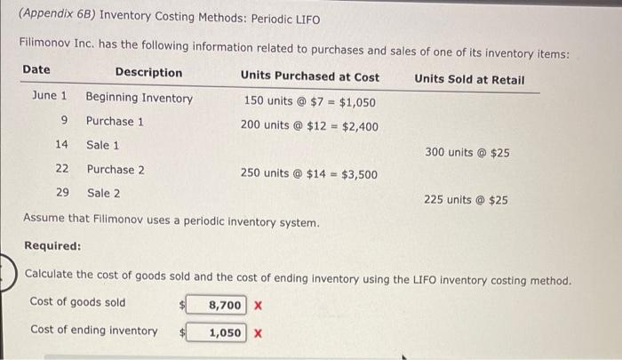 following information related to purchases and sales of one of its inventory
