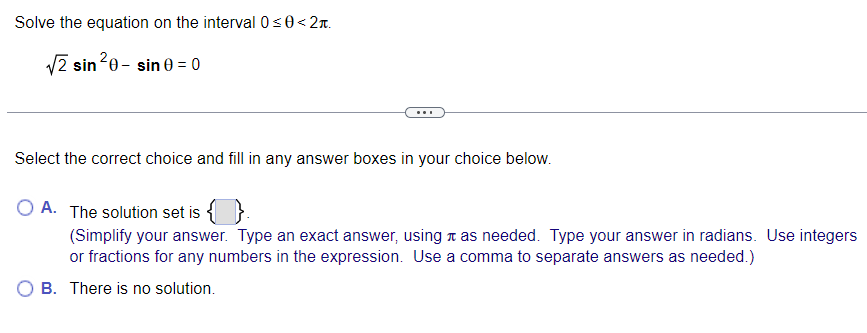 = (Type an exact answer, using radicals as needed. Simplify your answer.)Solve