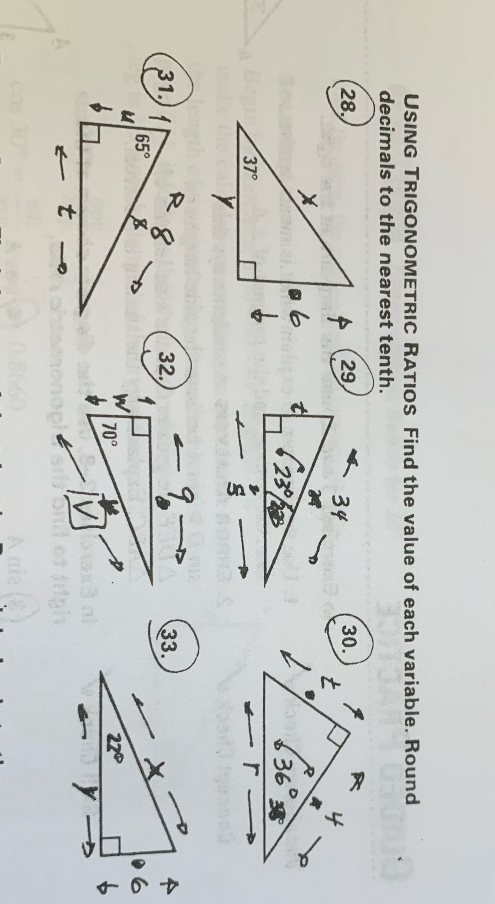each variable. Round decimals to the nearest tenth. 4 29 m 4