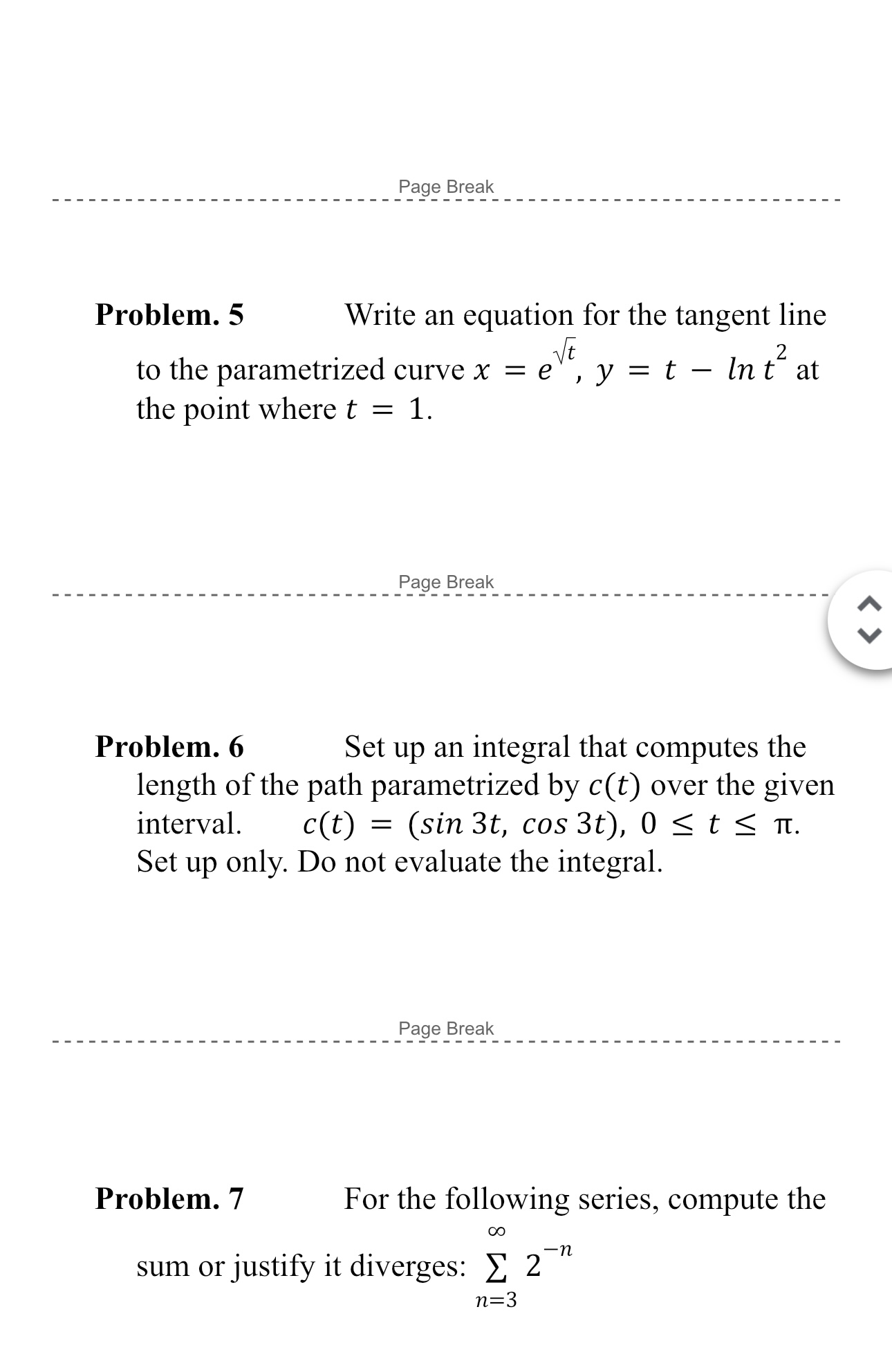 . r 2 to the parametrized curve 36 = e , y