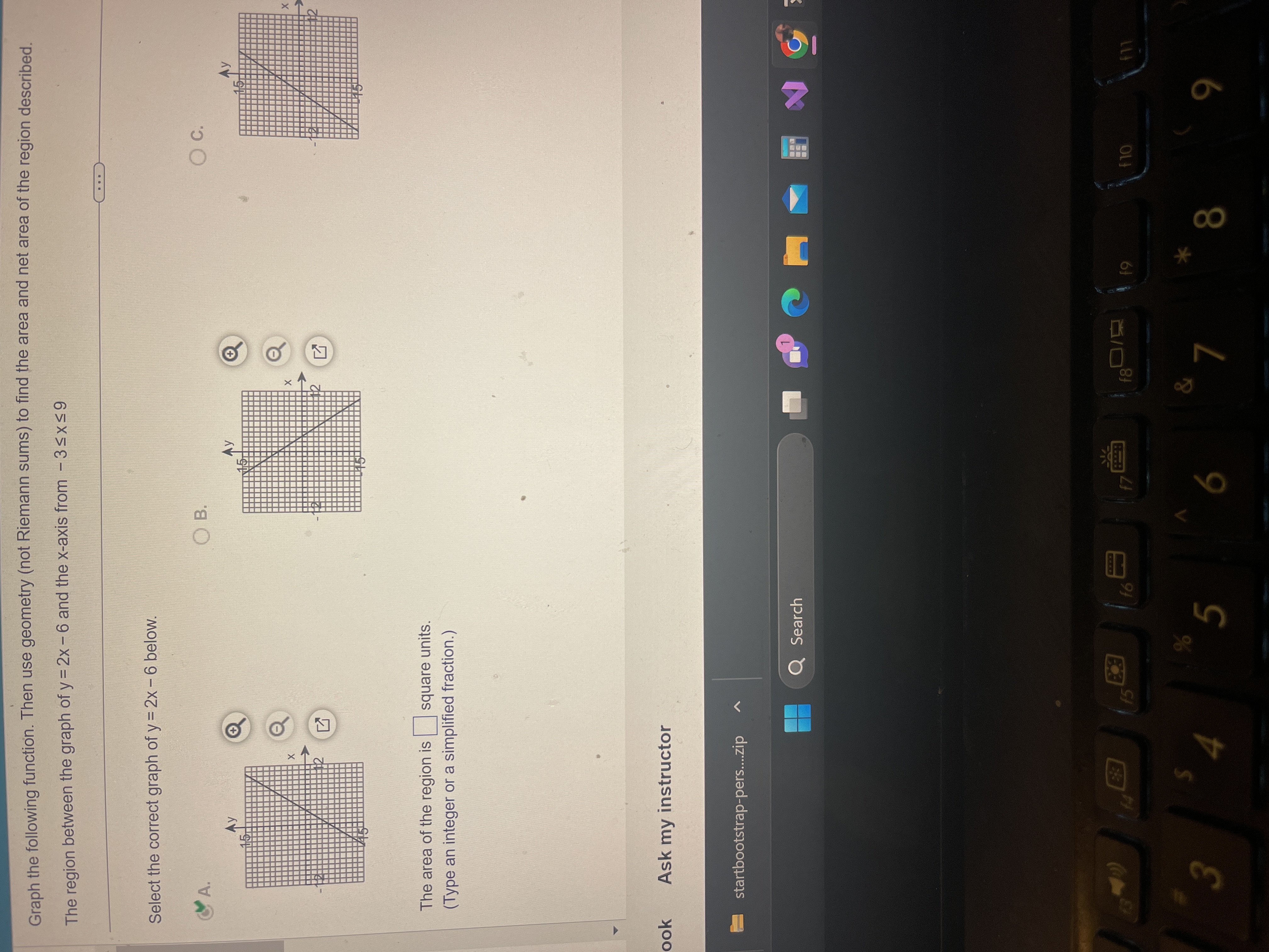 Graph the following function. Then use geometry (not Riemann sums) to