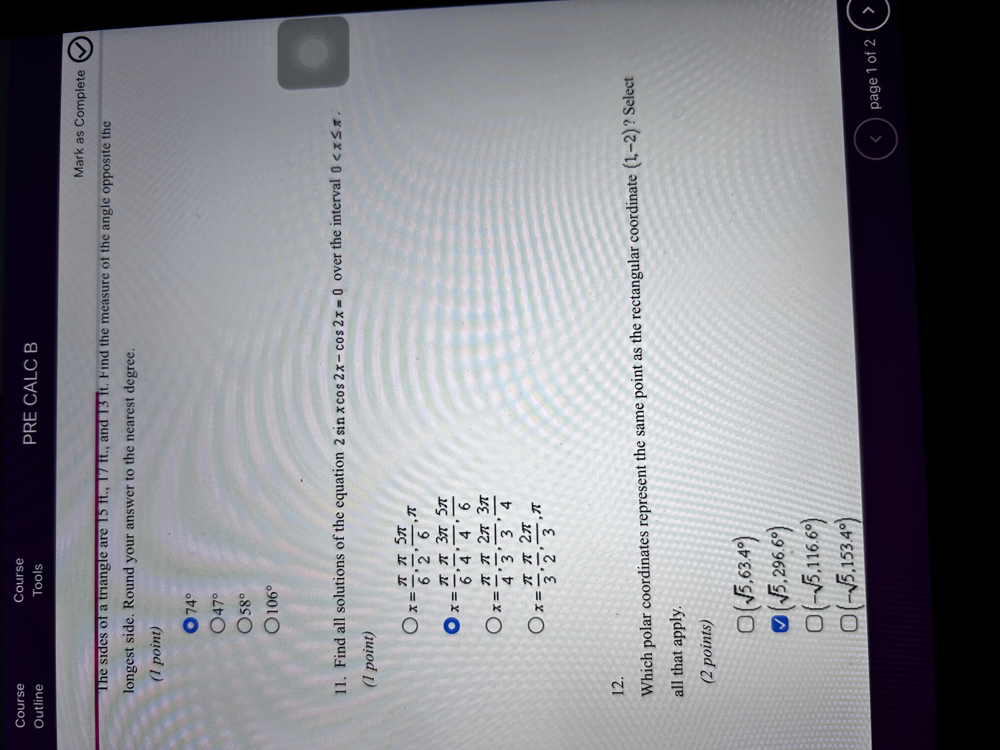 2 27i Ogi 15. Which of the following points could be the