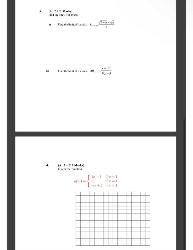 (A 2 +C 2 Marks) Graph the function 20-1 ifa 15. (T