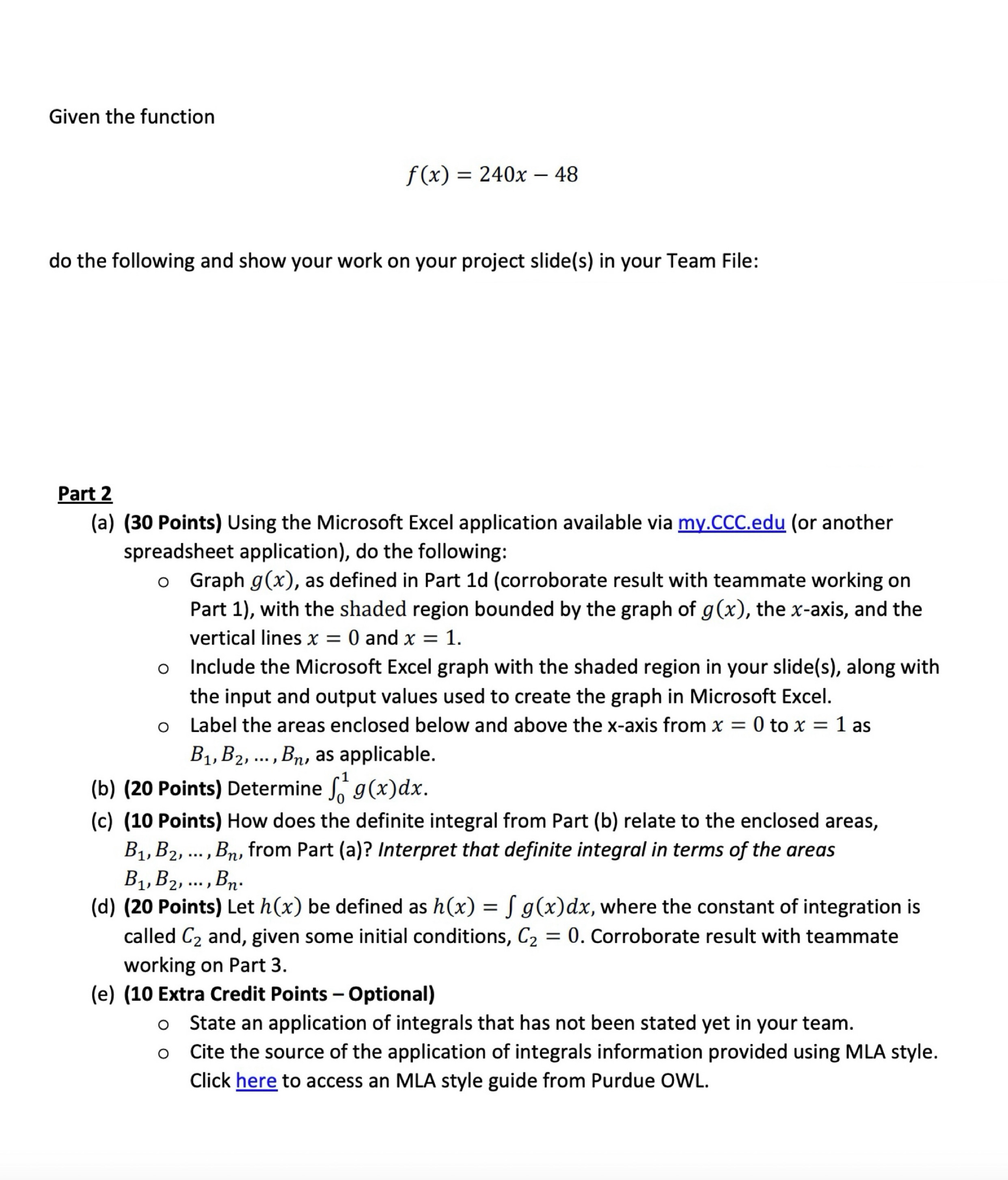 work shown Given the function f(x) = 240x 48 do the following