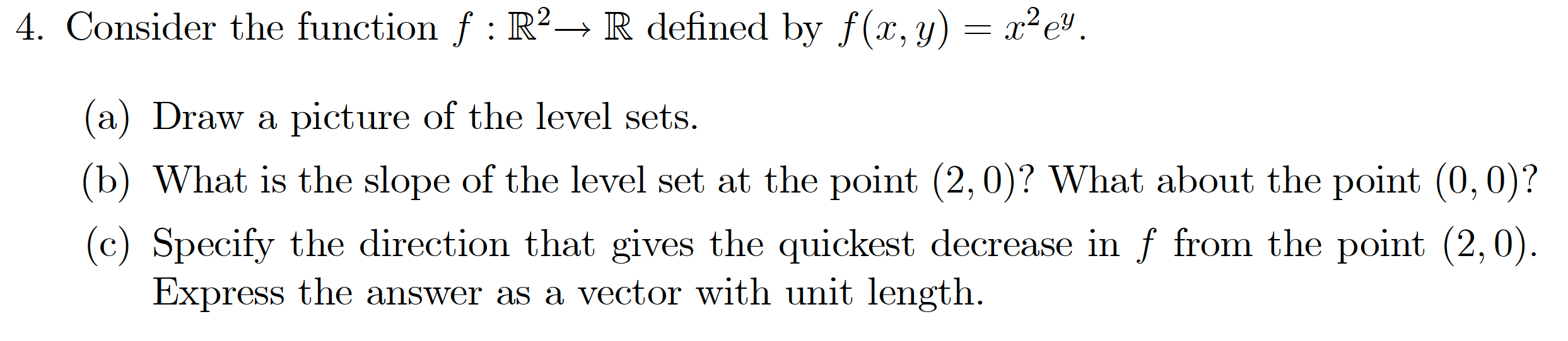 (b) What is the slope of the level set at the point