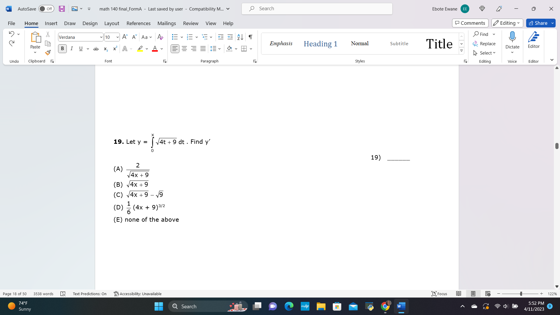 Design Layout References Mailings Review View Help Comments Editing Share ~ 10