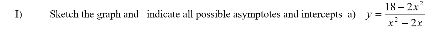 18 2x2 1) Sketch the graph and indicate all possible asymptotes and