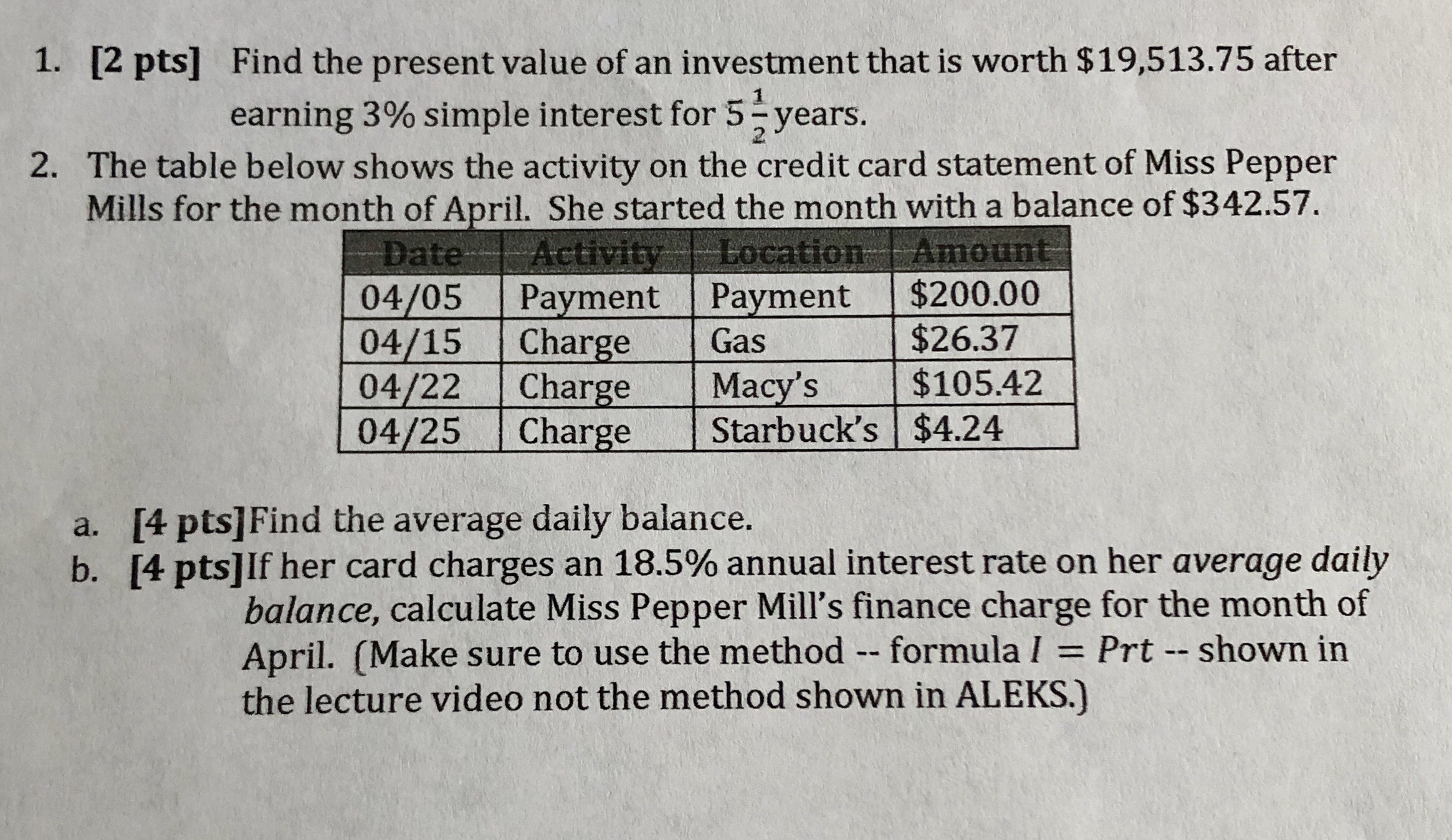 Need help with these finance problems, I don't know where to
