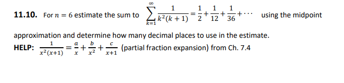 I u - - - 11.10. For n 6 estimate the sum