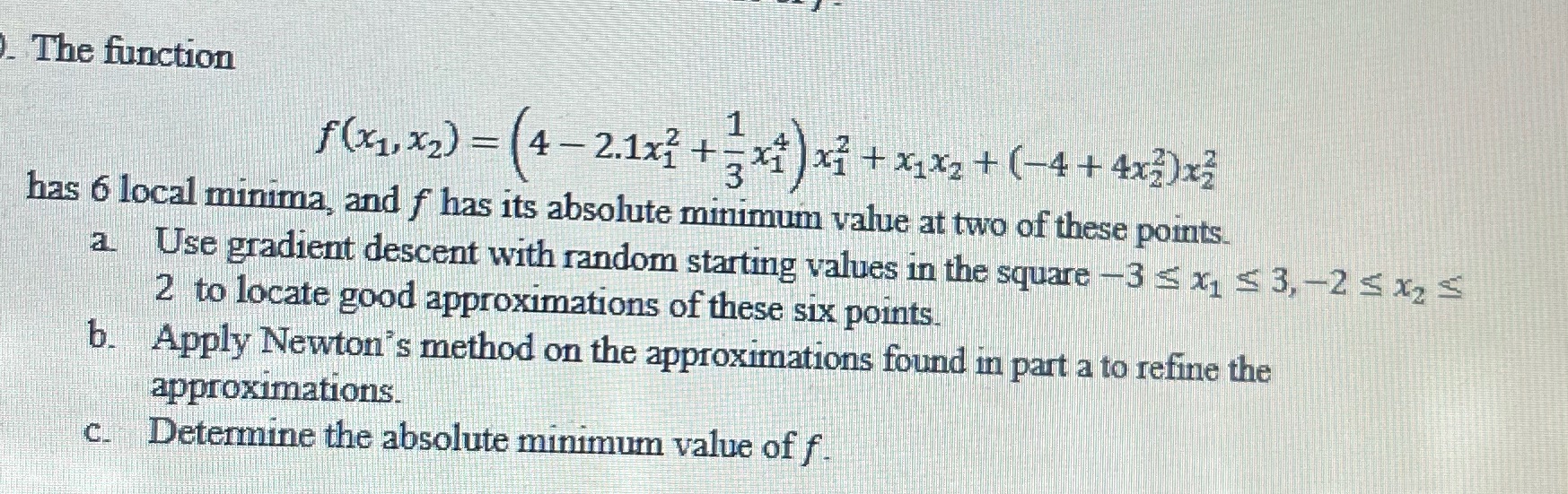  The function f (x1, x2) = (4 - 2.1x] + 5