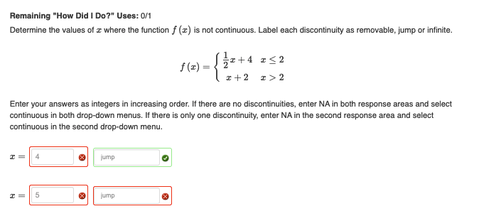 & where the function f (@) is not continuous. Label each discontinuity