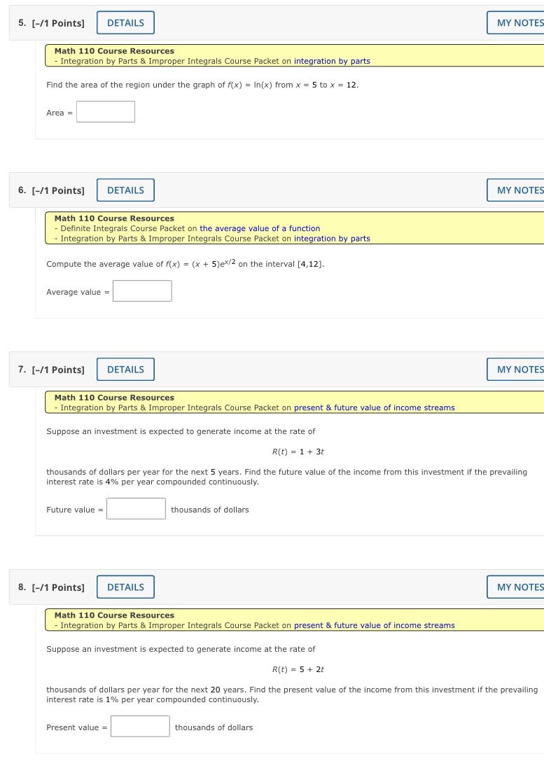 Integration by Parts & Improper Integrals Course Packet on integration by parts