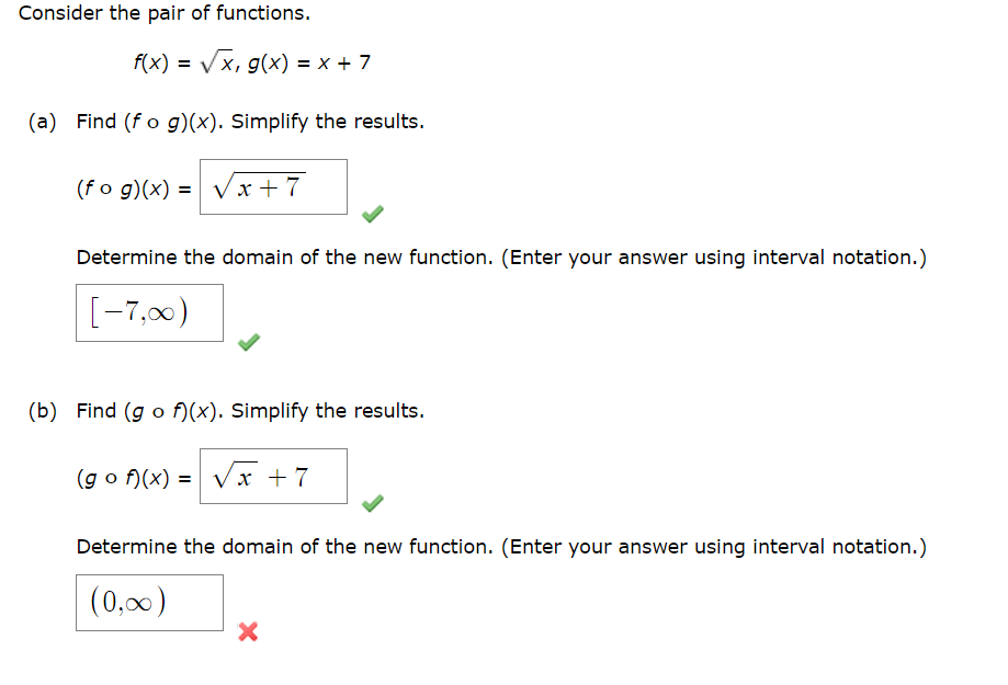 the pair of functions. f(x) = a}, 900 = x + 7
